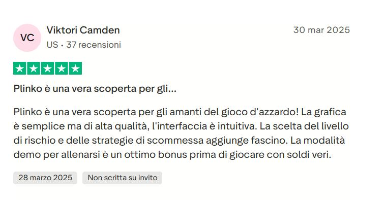 Recensione Trustpilot su Plinko — screenshot 1